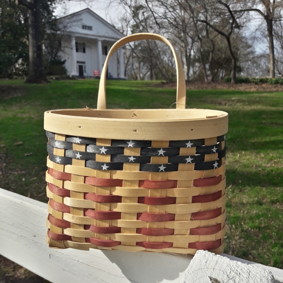 Wicker Basket Woven Farmhouse Decor Vintage Wall Hanging American Flag USA - Picture 12 of 12